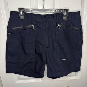 Rohan Size 34 Bag Shorts Navy Blue Quick Drying Multi Pocket Zip 5” Inseam EUC